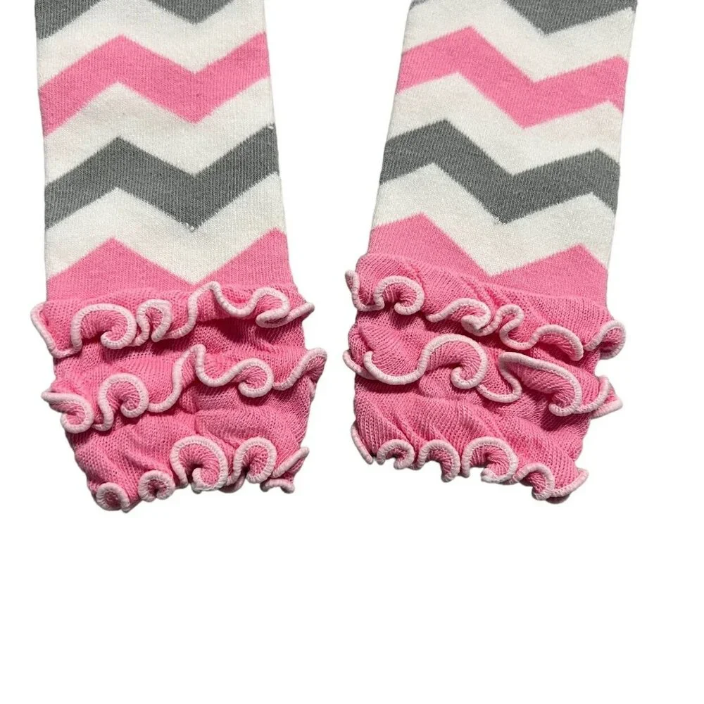 Pink & Grey Chevron One-Size Baby Leg Warmers
